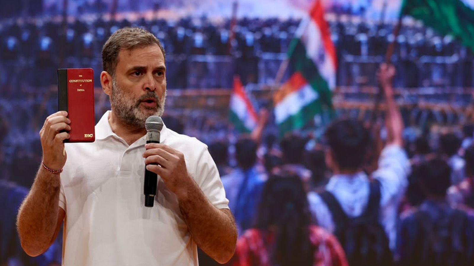 Rahul Gandhi holds the Constitution