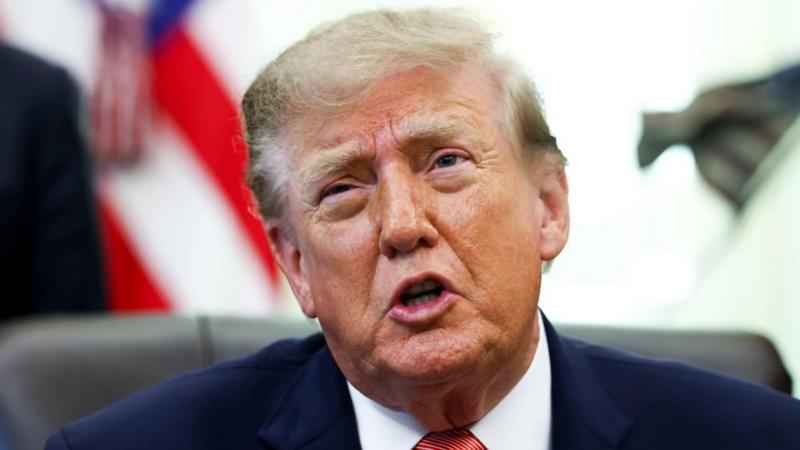 Donald Trump in navy suit