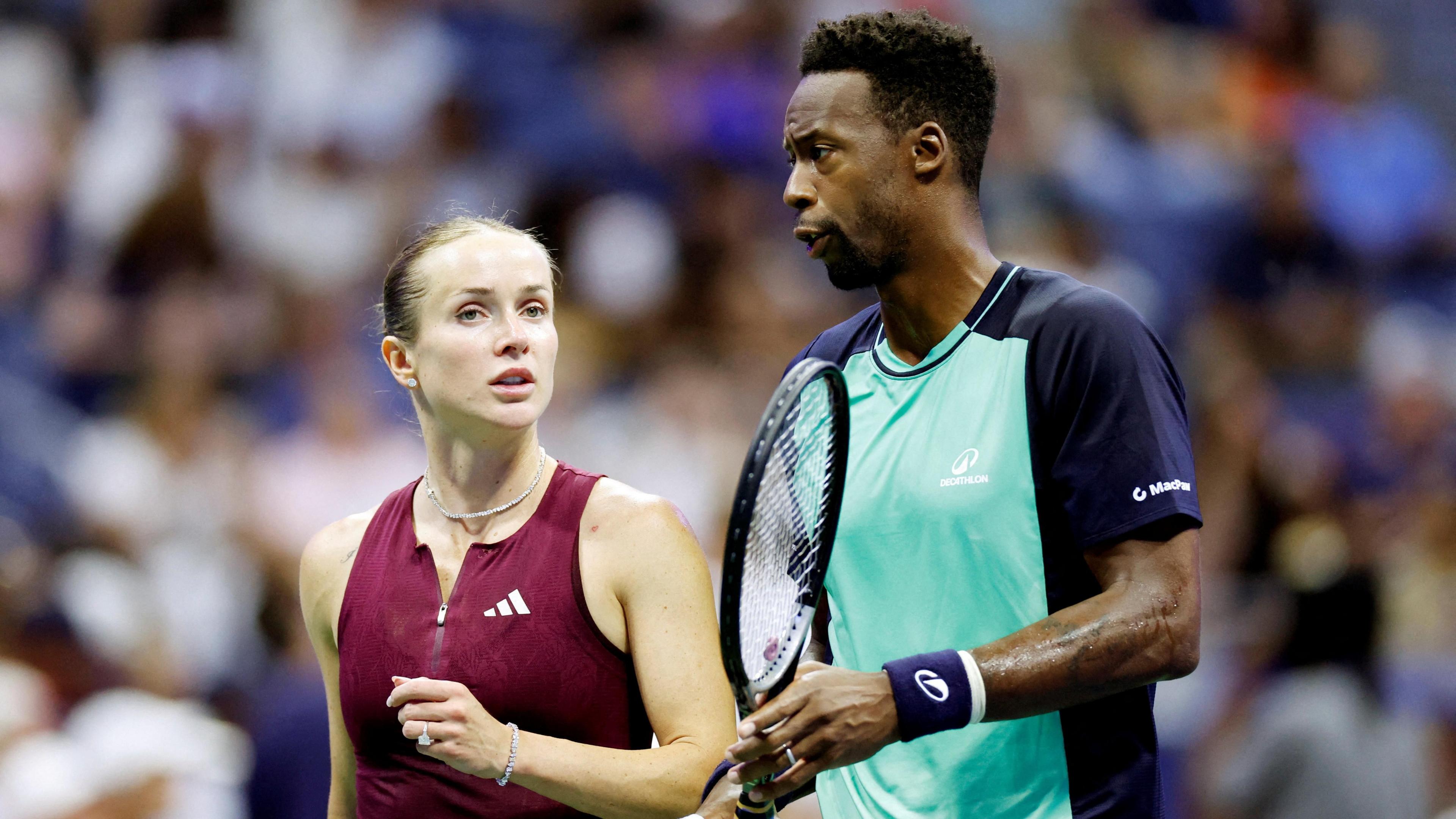 Gael Monfils and Elina Svitolina in mixed doubles