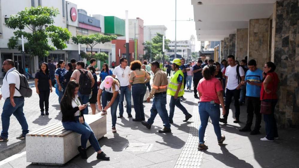 People were evacuated from a building in El Salvador